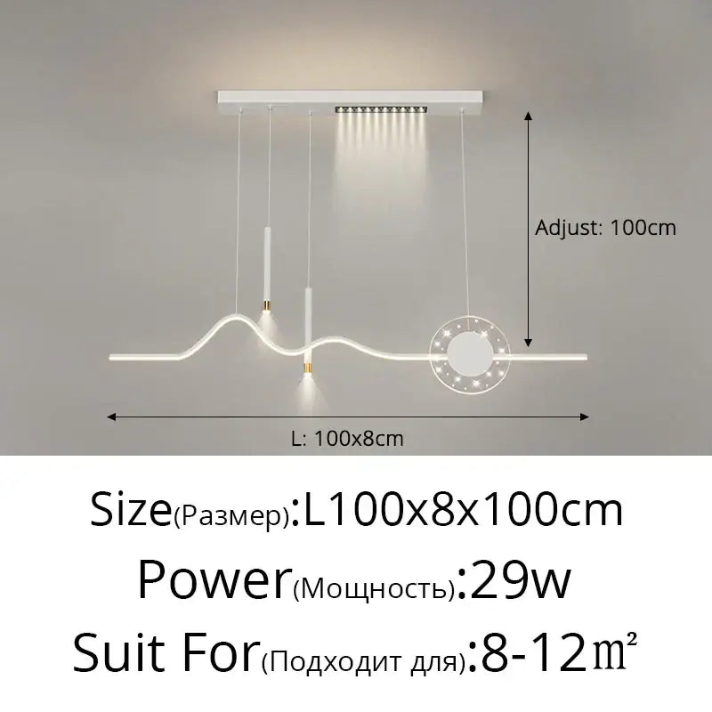 Modern wave white led pendant light dining room with sphere bulb