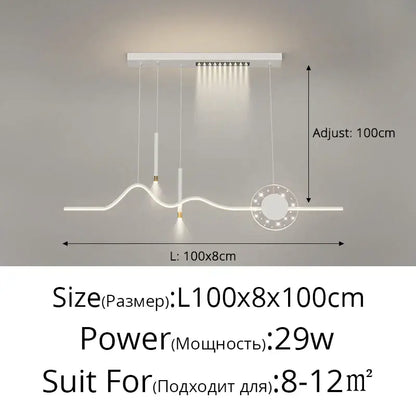 Modern wave white led pendant light dining room with sphere bulb