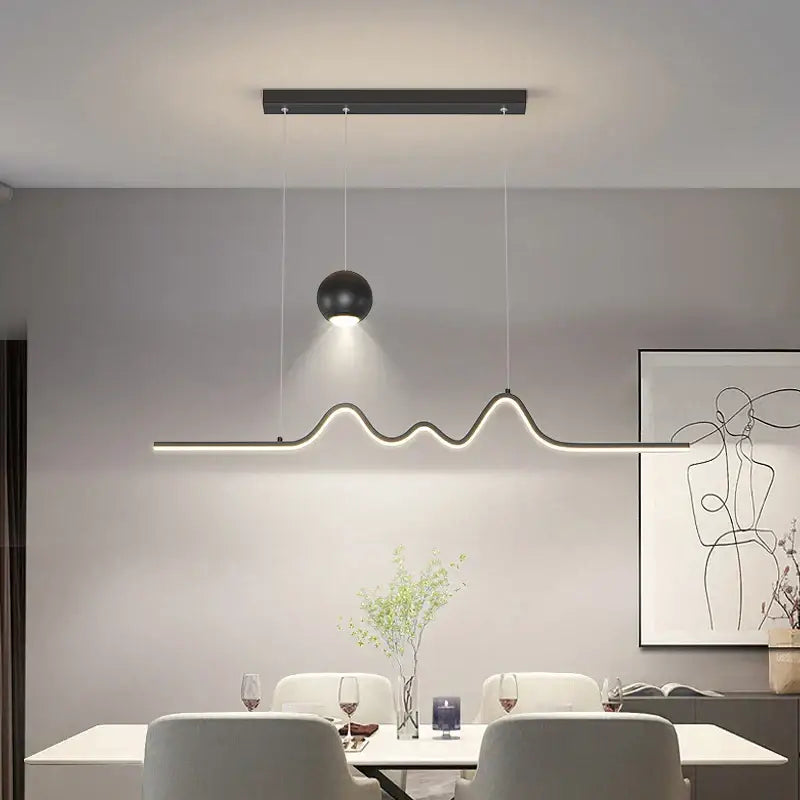 Modern wave white led pendant light dining room with sphere bulb