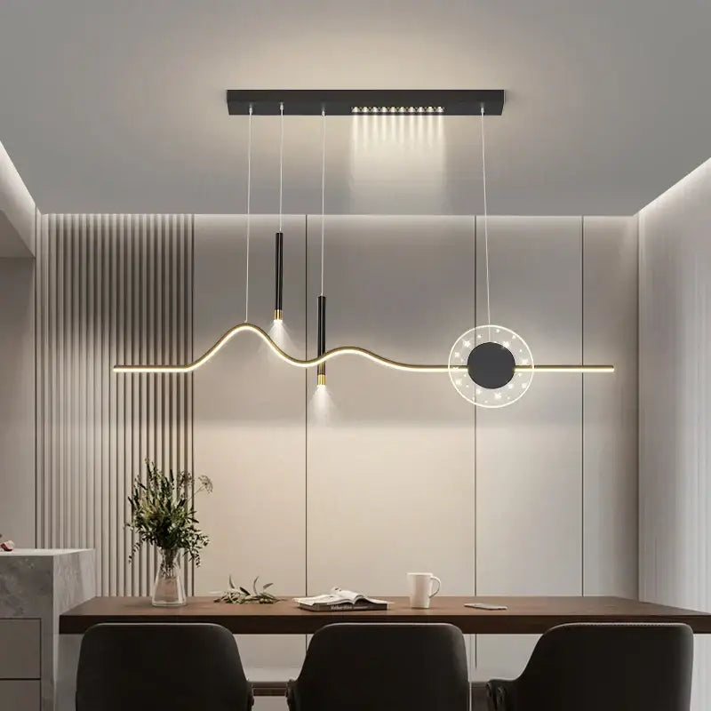 Modern wave white led pendant light dining room with sphere bulb