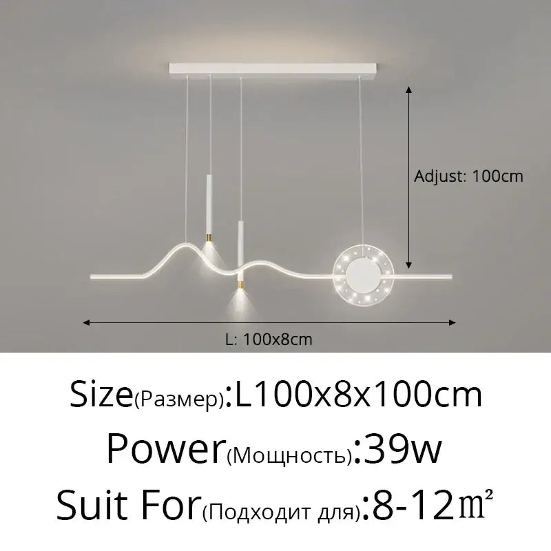 Modern wave white led pendant light dining room with sphere bulb