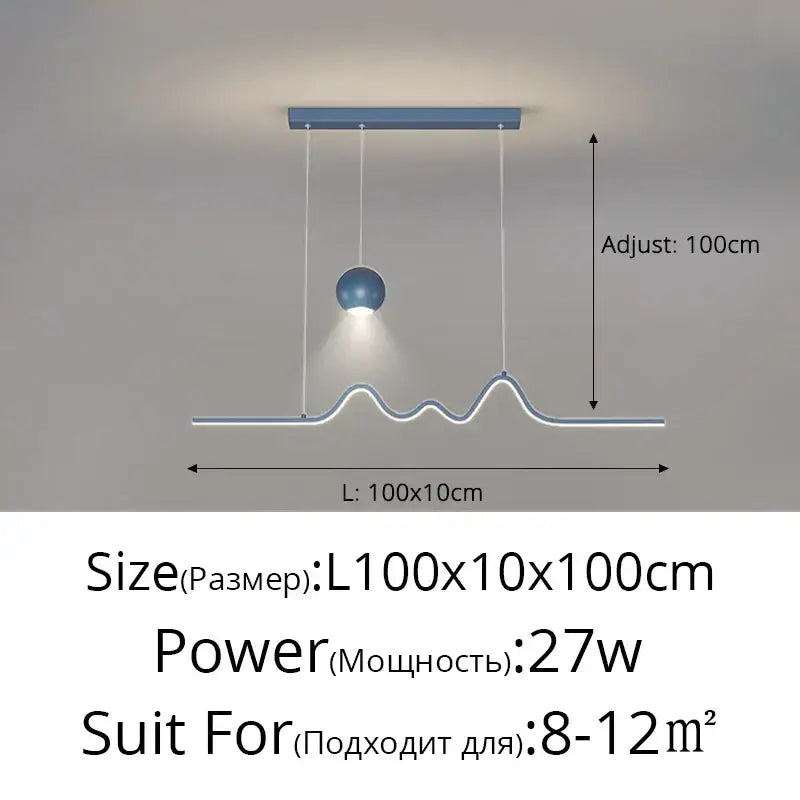 Modern wave white led pendant light dining room with sphere bulb