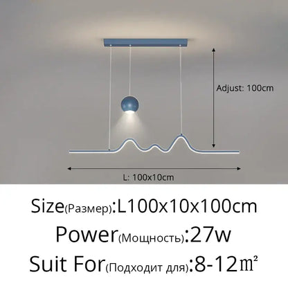 Modern wave white led pendant light dining room with sphere bulb