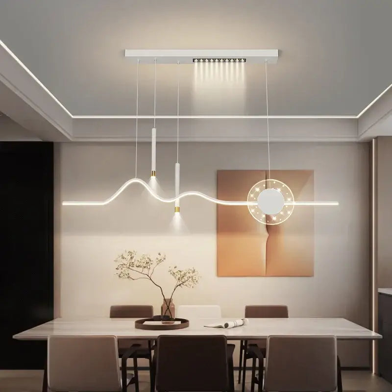 Modern wave white led pendant light dining room with sphere bulb