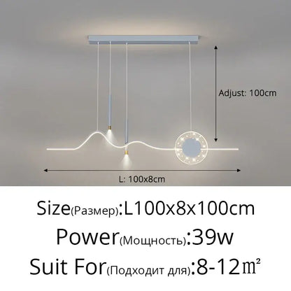 Modern wave white led pendant light dining room with sphere bulb