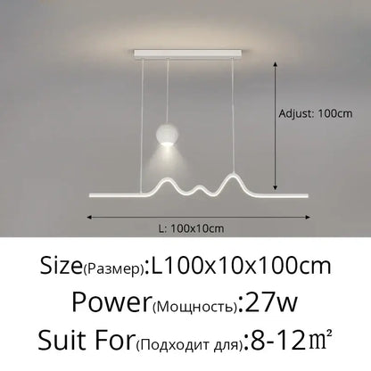 Modern wave white led pendant light dining room with sphere bulb