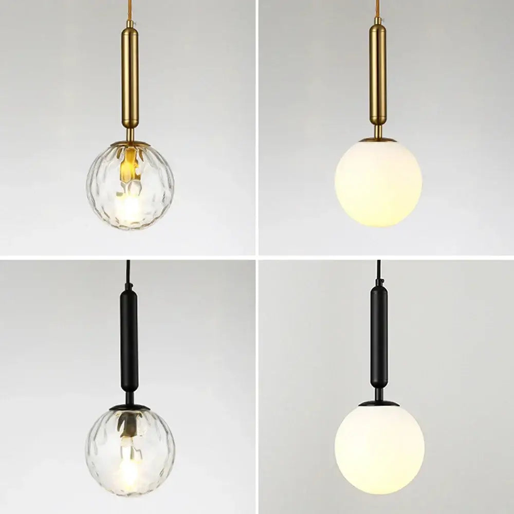 Modern textured glass led pendant lights brass & black dining room