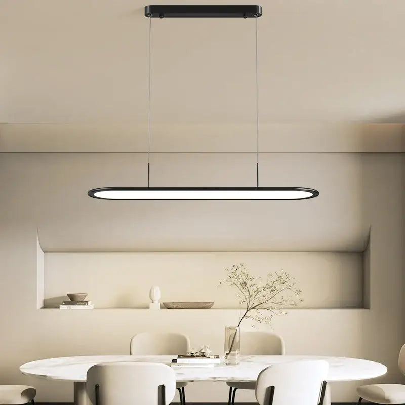 Modern black oval led pendant light for dining room