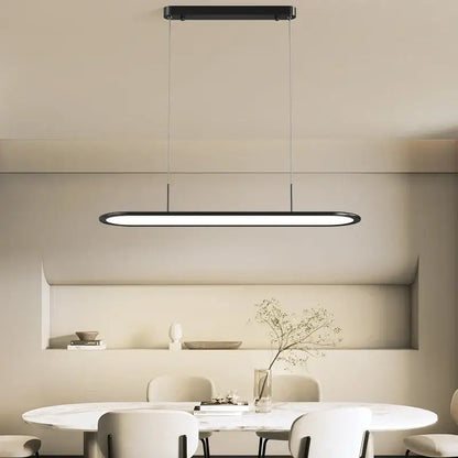 Modern black oval led pendant light for dining room