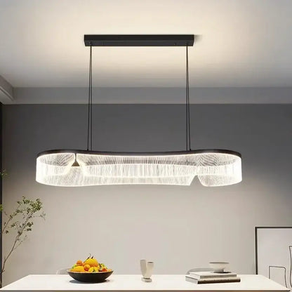 Modern oval black and crystal led pendant lights dining room