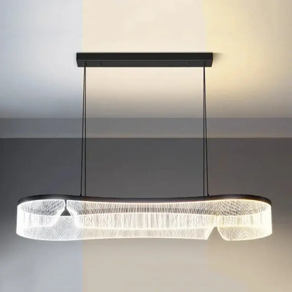 Modern oval black and crystal led pendant lights dining room