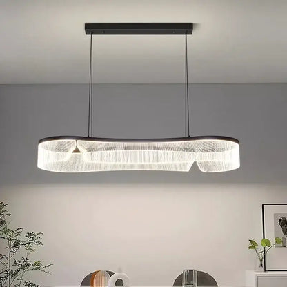 Modern oval black and crystal led pendant lights dining room