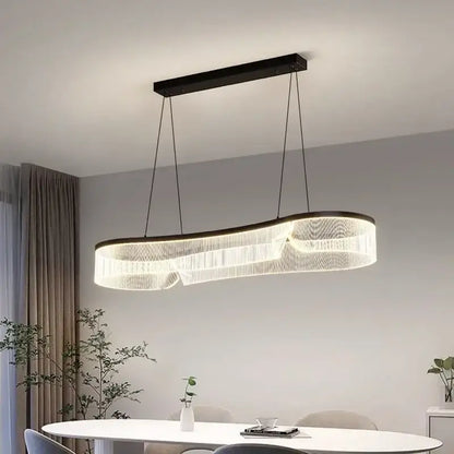 Modern oval black and crystal led pendant lights dining room