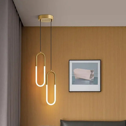 Modern gold u shaped led pendant lights bedroom hanging lamp