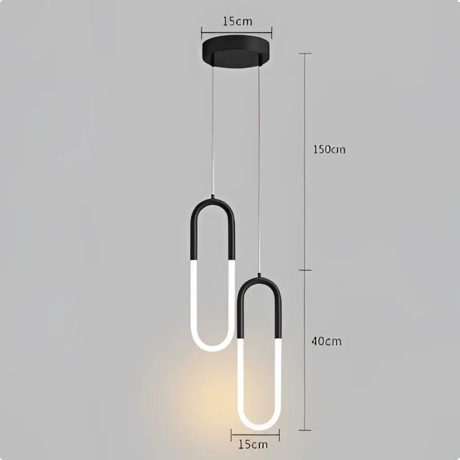 Modern gold u shaped led pendant lights bedroom hanging lamp
