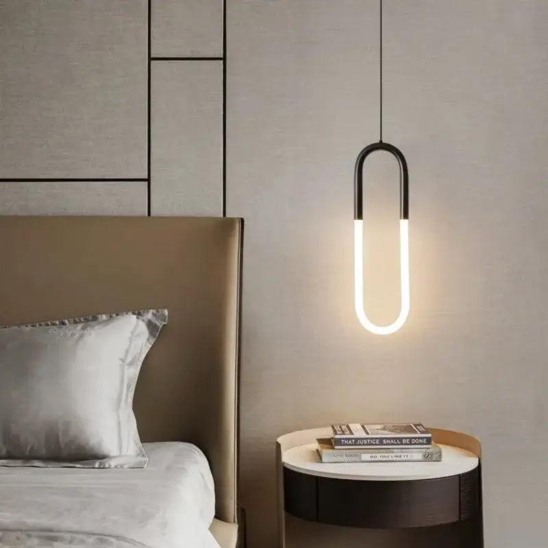 Modern gold u shaped led pendant lights bedroom hanging lamp