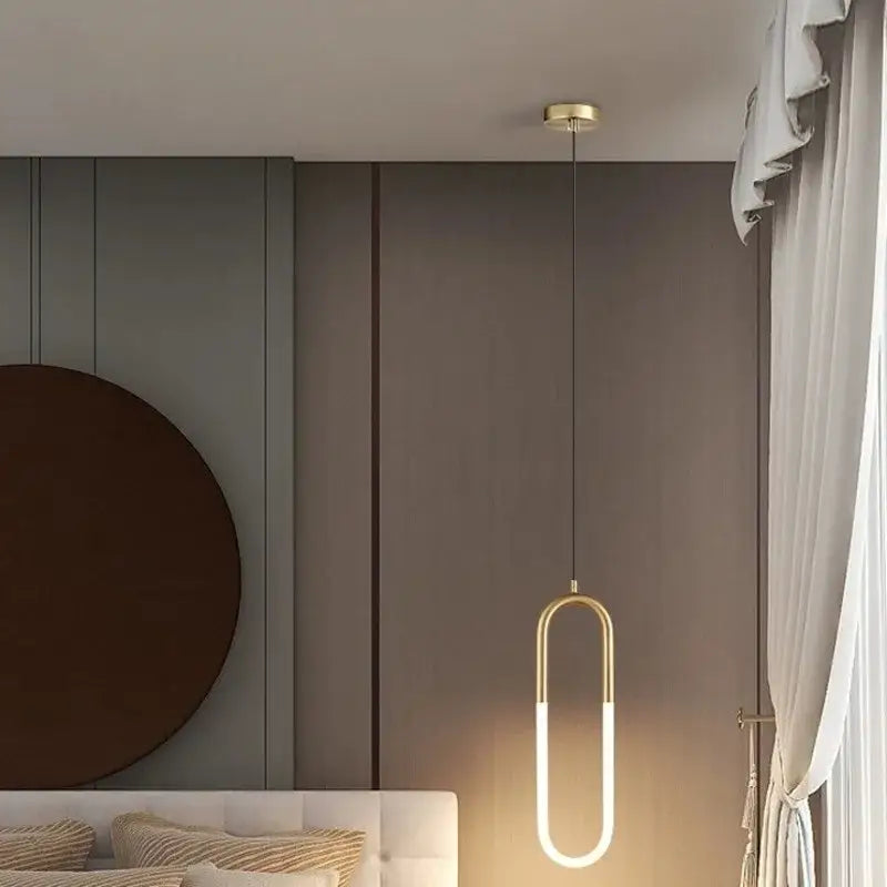 Modern gold u shaped led pendant lights bedroom hanging lamp