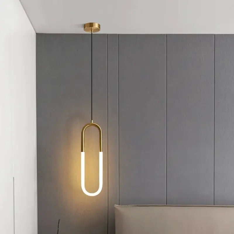 Modern gold u shaped led pendant lights bedroom hanging lamp