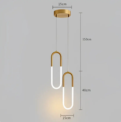 Modern gold u shaped led pendant lights bedroom hanging lamp