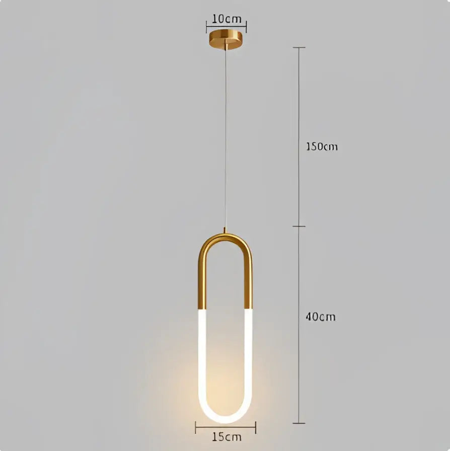 Modern gold u shaped led pendant lights bedroom hanging lamp