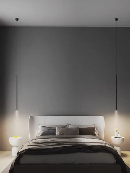 Modern minimalist black led pendant light for bedroom decor