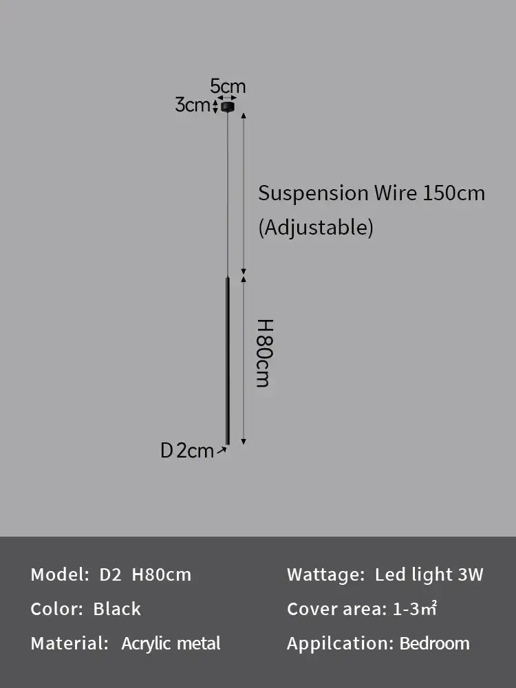 Modern minimalist black led pendant light for bedroom decor