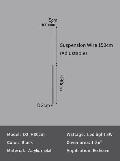 Modern minimalist black led pendant light for bedroom decor