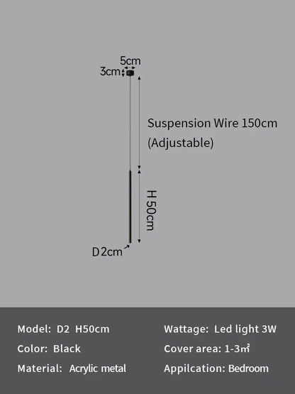 Modern minimalist black led pendant light for bedroom decor