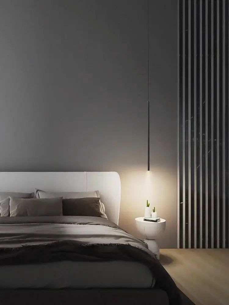 Modern minimalist black led pendant light for bedroom decor