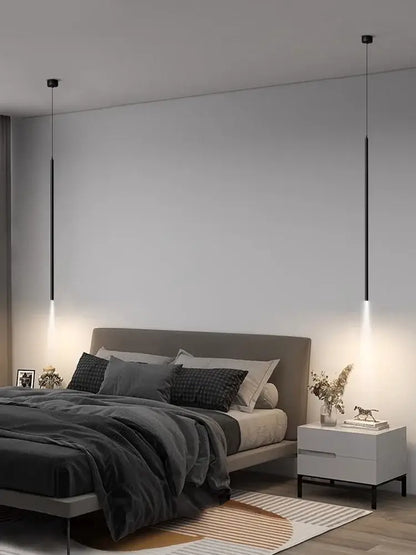Modern minimalist black led pendant light for bedroom decor