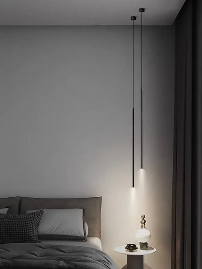 Modern minimalist black led pendant light for bedroom decor