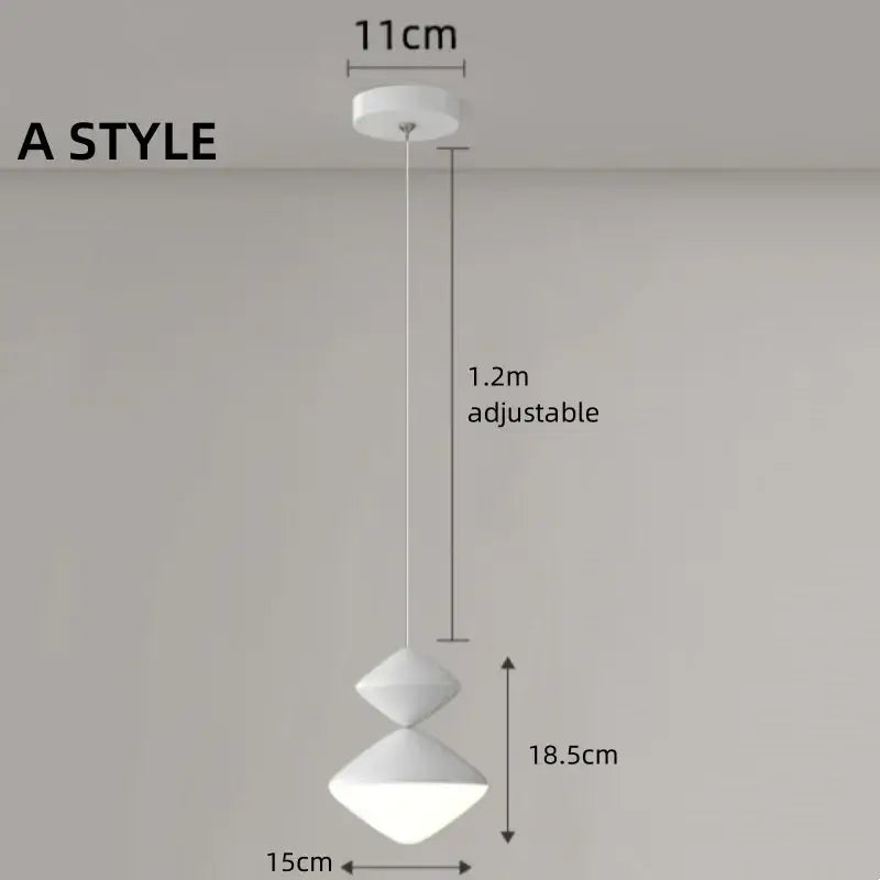 Modern geometric black & white led pendant lights bedroom