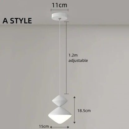 Modern geometric black & white led pendant lights bedroom