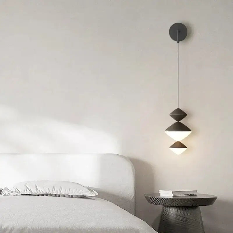 Modern geometric black & white led pendant lights bedroom