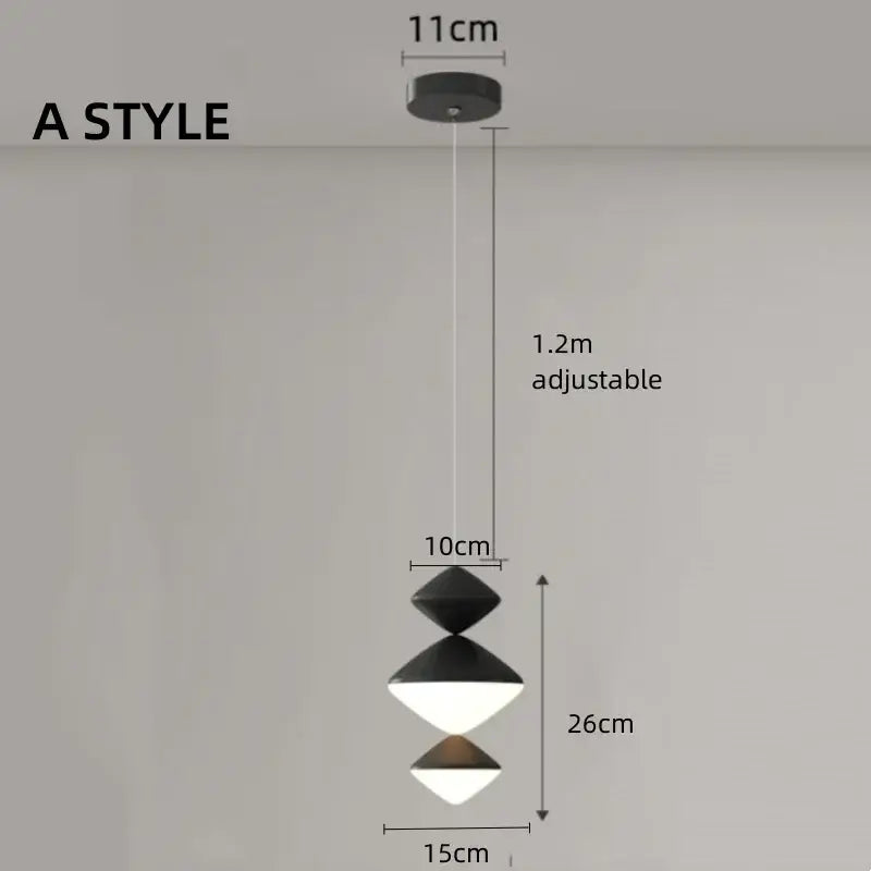 Modern geometric black & white led pendant lights bedroom