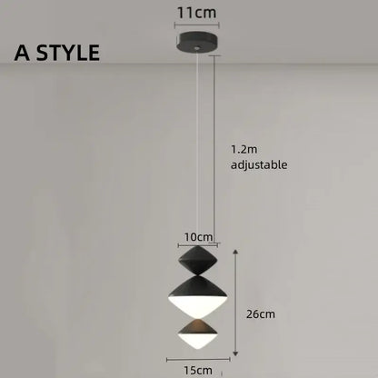 Modern geometric black & white led pendant lights bedroom