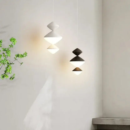 Modern geometric black & white led pendant lights bedroom