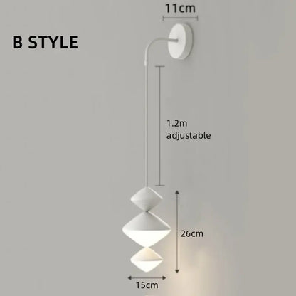 Modern geometric black & white led pendant lights bedroom