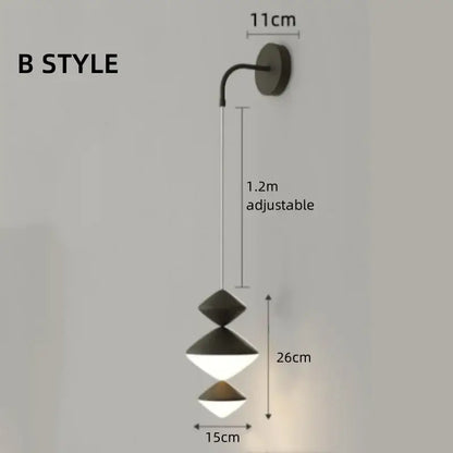 Modern geometric black & white led pendant lights bedroom