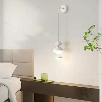 Modern geometric black & white led pendant lights bedroom