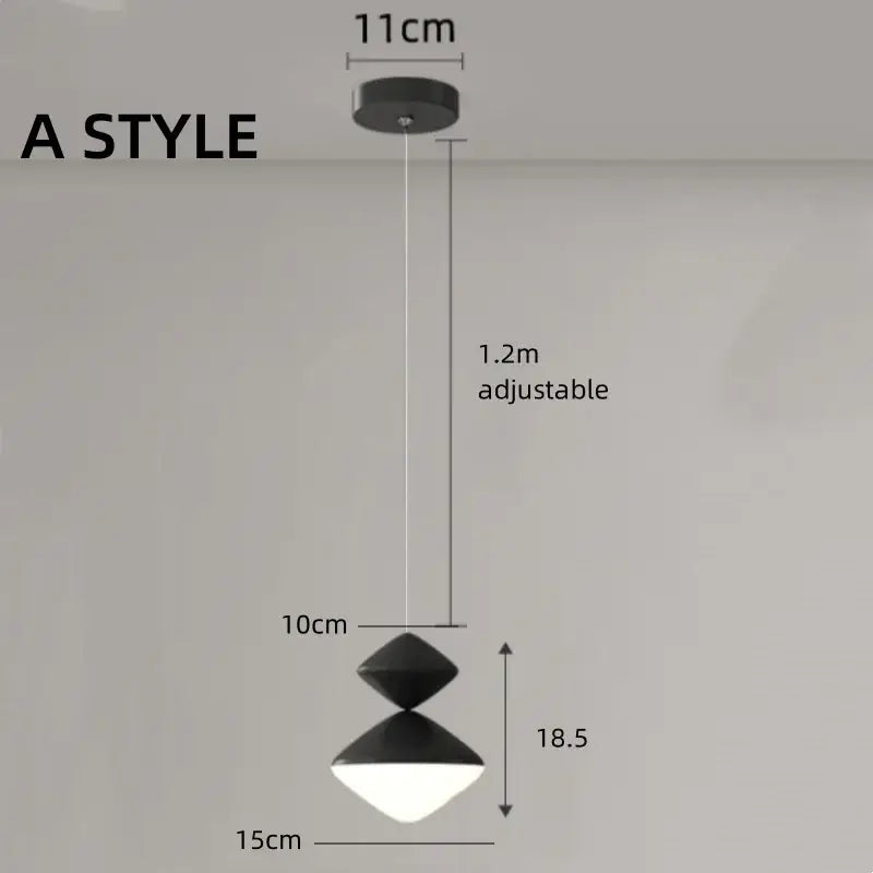 Modern geometric black & white led pendant lights bedroom