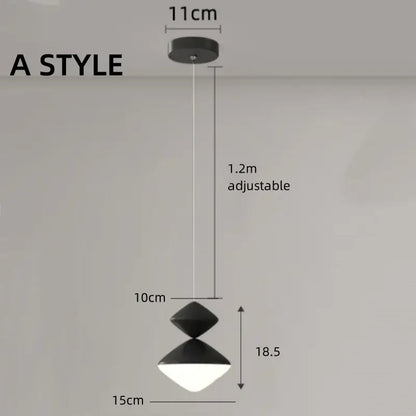 Modern geometric black & white led pendant lights bedroom