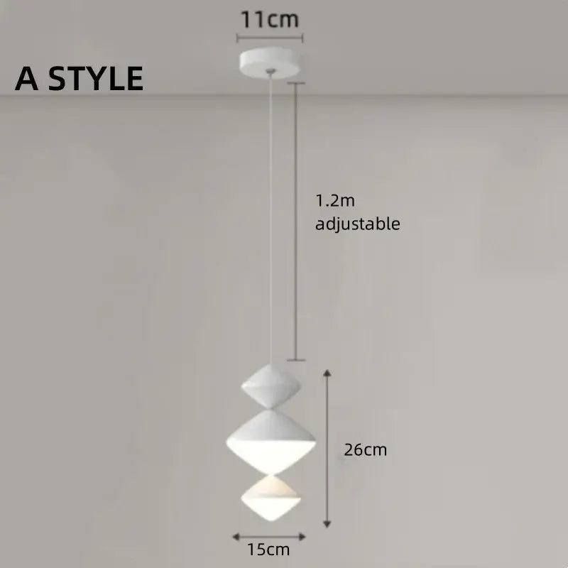 Modern geometric black & white led pendant lights bedroom