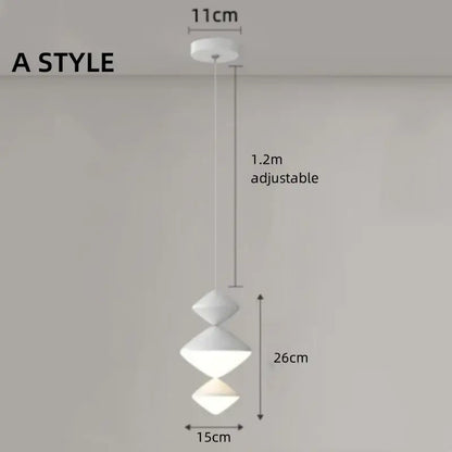 Modern geometric black & white led pendant lights bedroom