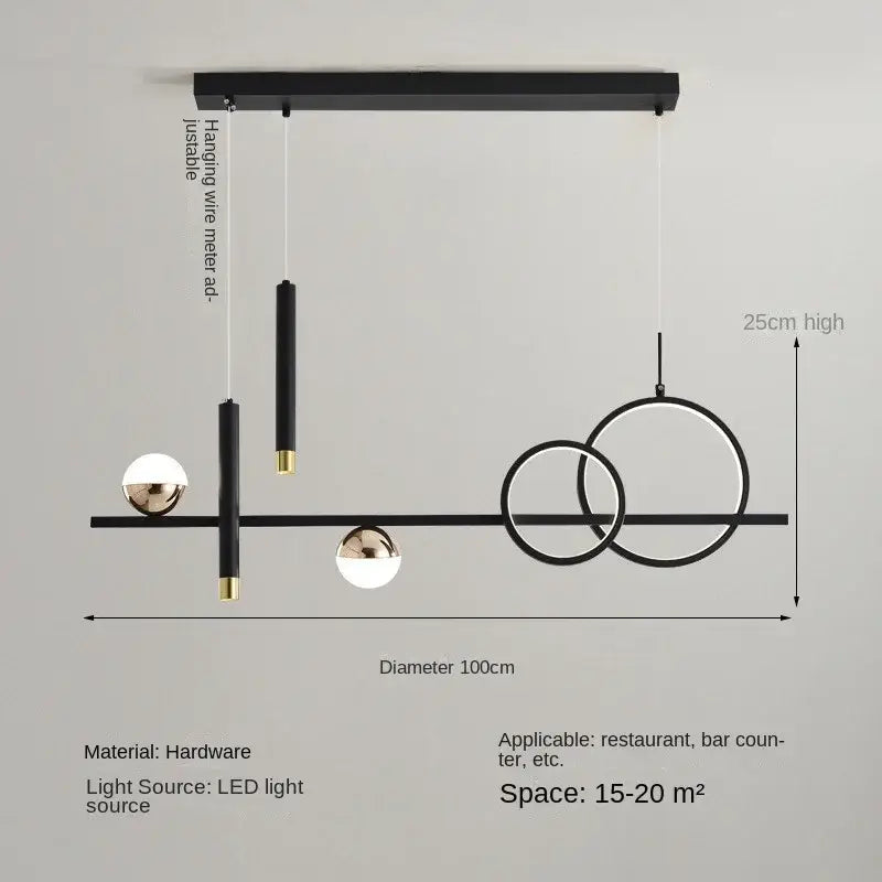 Modern black & gold geometric led pendant lights kitchen chandelier