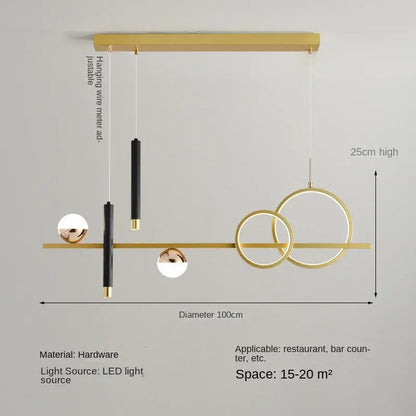 Modern black & gold geometric led pendant lights kitchen chandelier