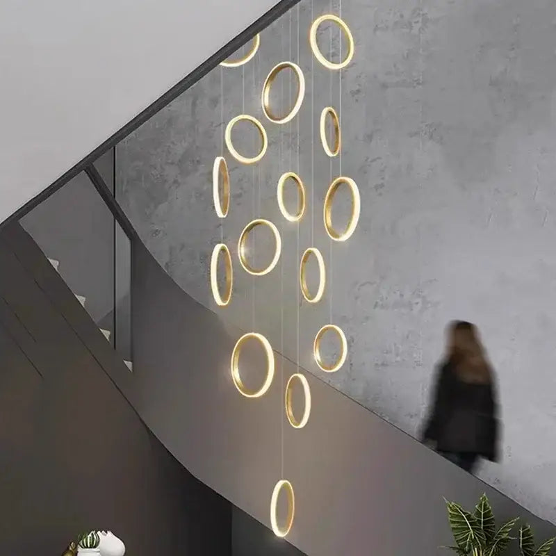 Modern golden circular led pendant lights for dining room