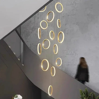 Modern golden circular led pendant lights for dining room
