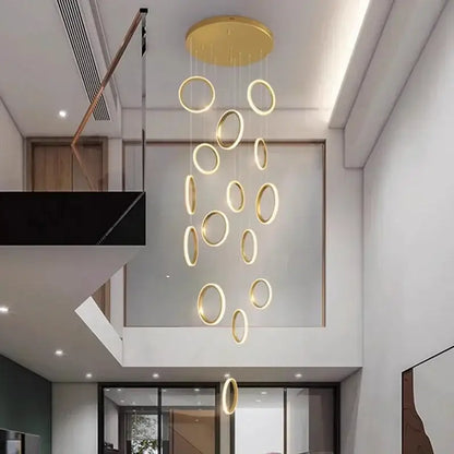 Modern golden circular led pendant lights for dining room