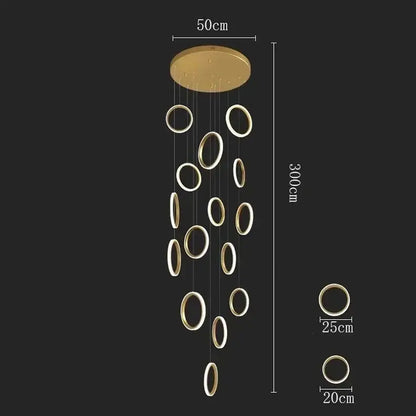 Modern golden circular led pendant lights for dining room